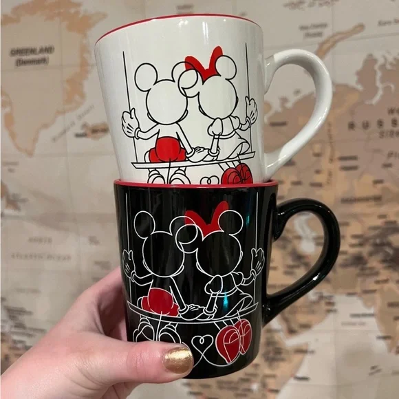 Disney Mickey & Minnie Mouse Valentine’s Day Love Swing Black & White Mug Set - Picture 2 of 12